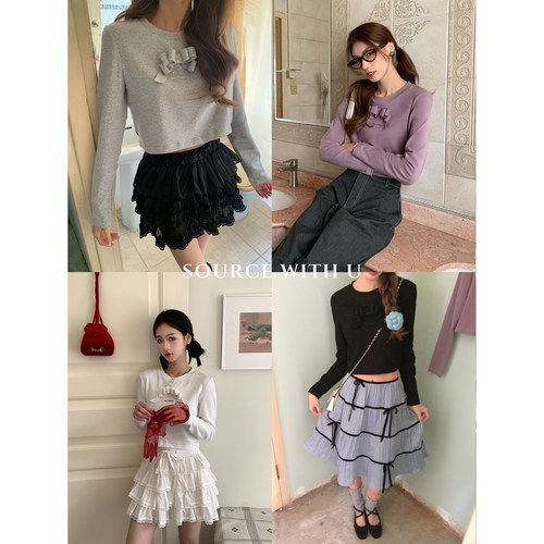 SourceWithU蝴蝶结法式tee