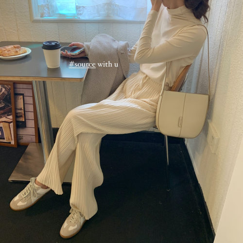 source with u欧尼秋冬b备 韩版修身纯棉亲肤质感高领长袖打底衫