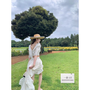 上衣复古不规则半裙 chill荷叶边短款 SourceWithU 科西嘉少女庄园