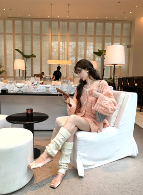 SourceWithU 圣淘沙西柚 慵懒休闲宽松套装麻花针织开衫直筒短裤