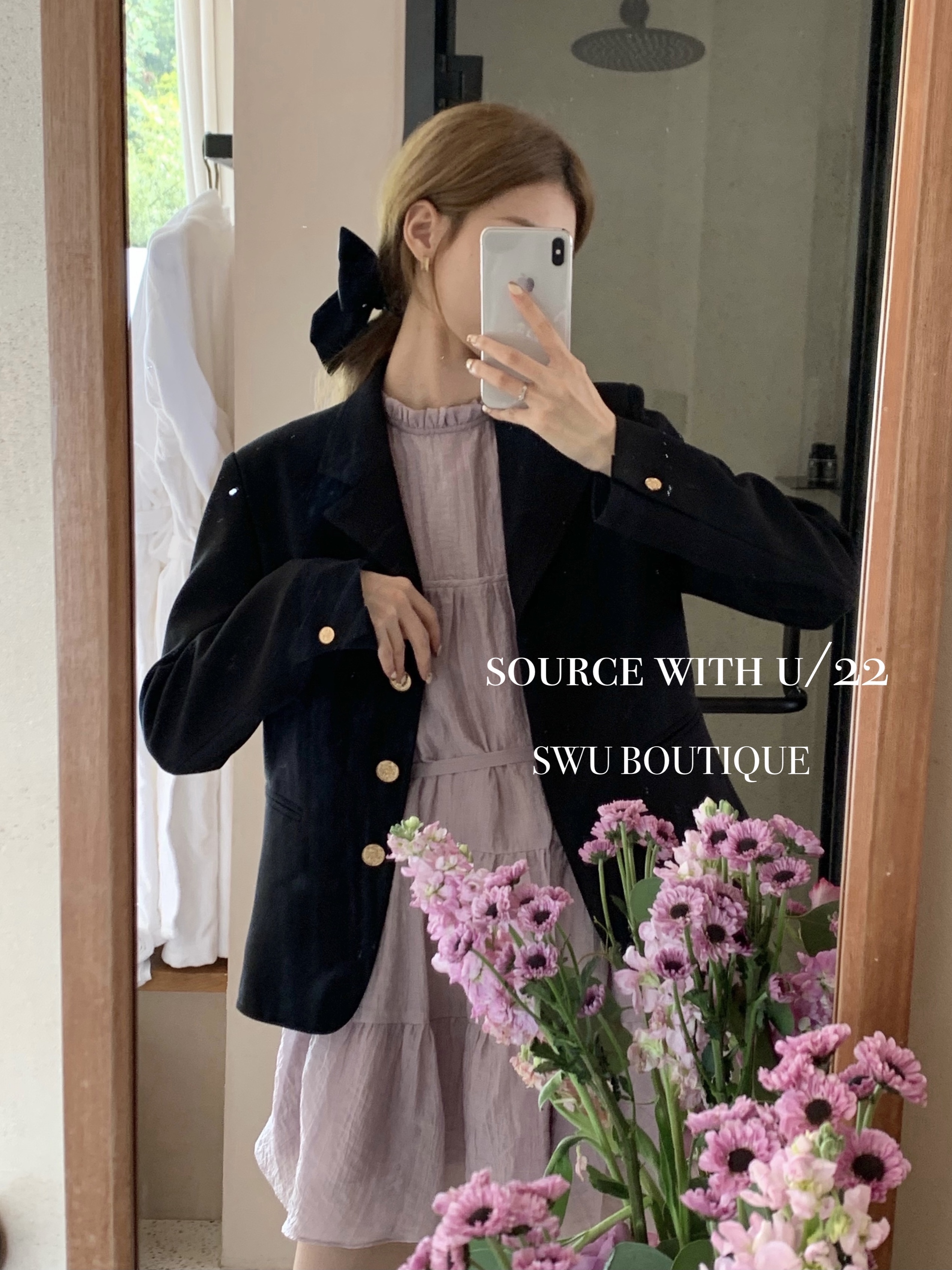 SourceWithU  质感小金扣 减龄版型百搭休闲黑色西装外套女气质