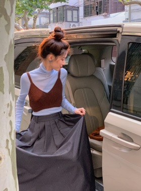 SourceWithU 普鲁士蓝 质感百搭半高领针织衫修身打底衫上衣