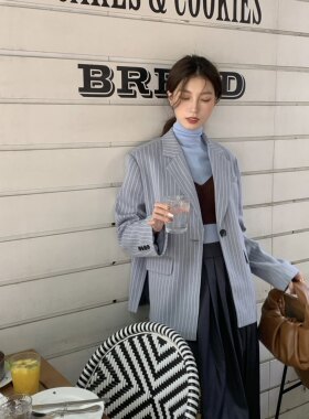 条纹西装SourceWithYou长袖街头