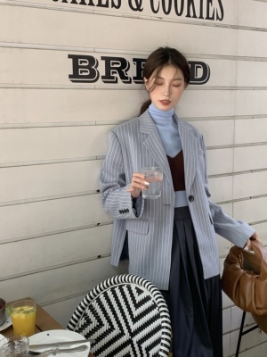 条纹西装SourceWithYou长袖街头