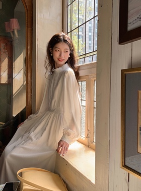 SourceWithYou梅森小茉莉 蕾丝法式白色连衣裙温柔内搭连衣长裙女