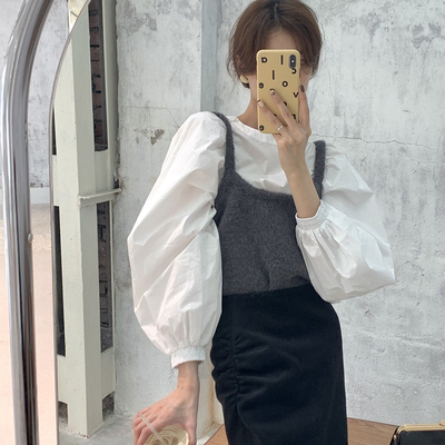 秋冬感灰色马海毛外穿背心