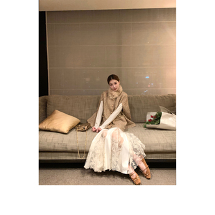 蕾丝修身 莱赛尔拼接100棉连衣裙法式 内搭裙 公主裙摆 SourceWithU