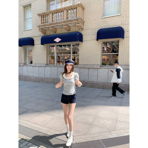 SourceWithU修身显腿长牛仔短裤