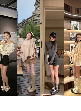 SourceWithU 秋意渐浓 30羊毛5色珍珠纹毛呢百搭纽扣短裤休闲裤女