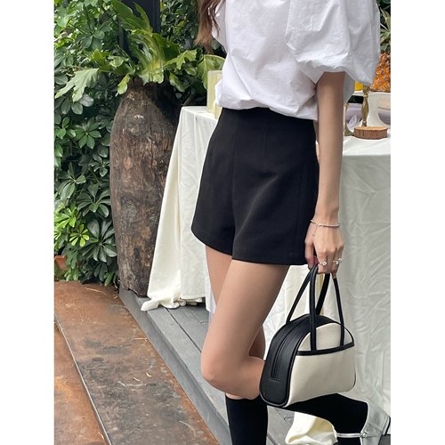 显瘦收腰短裤黑色休闲裤