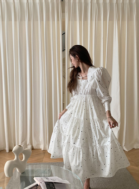 SourceWithU 不规则墨点 泼墨艺术系带防晒坎肩方领吊带连衣裙夏