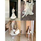 晨雾纱裙褶皱花边半身裙法式 SourceWithU 9.2米用料 大裙摆伞裙