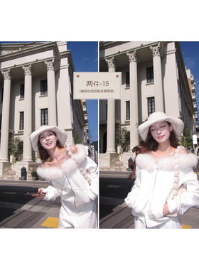 SourceWithU 许妍穿搭 2色贵气感莫代尔兔可拆毛毛领拉链卫衣外套