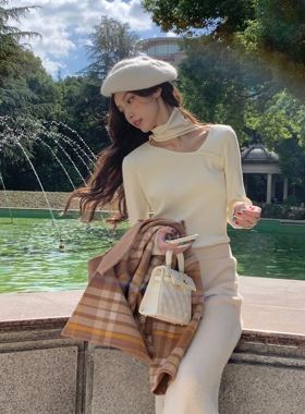 SourceWithU4色镂空打底针织衫高弹力抗静电时尚修身内搭毛衣上衣