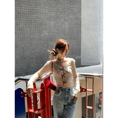 SourceWithU蝴蝶结针织短款上衣