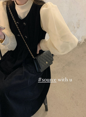 source with u甜美梦幻の欧尼丝滑亲肤云朵感泡泡袖针织内搭上衣