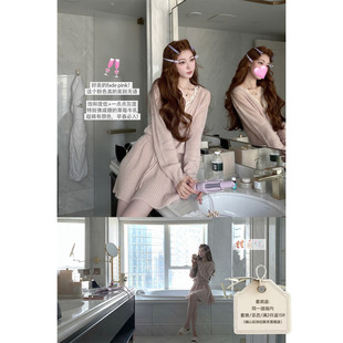 SourceWithU草莓恋人 绝美fade pink软糯针织衫2色绵羊毛温柔套装