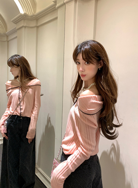 SourceWithU 苏黎世绯云 4色晚宴一字肩两穿针织开衫设计感上衣女