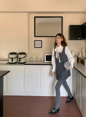 SourceWithU 冬日精灵 2色羊毛高级灰色毛呢背心裙宽松无袖连衣裙