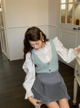 SourceWithU 私家衣橱~2色混绿色针织马甲背心女叠穿短款打底上衣