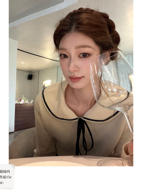 SourceWithU 月下诗 2色系带温柔翻领毛针织衫独特漂亮miu系毛衣