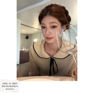SourceWithU 月下诗 2色系带温柔翻领毛针织衫独特漂亮miu系毛衣