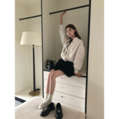 SourceWithU 复古宽松白色上衣 法式 凯瑟琳 蕾丝花边少女系带衬衫