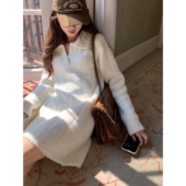 SourceWithU悠闲假日 含羊毛软糯韩版 温柔毛衣裙百搭针织连衣裙女