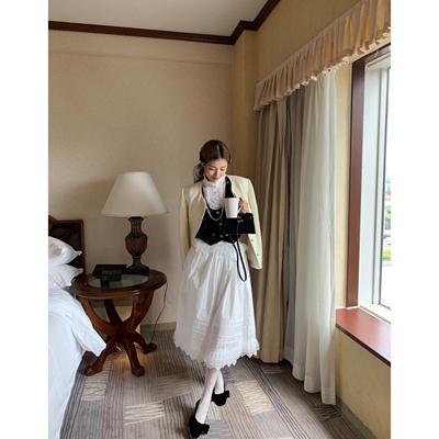 SourceWithU拼接风琴衬衫半裙