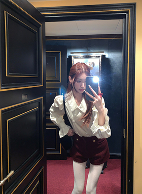 SourceWithU 冬末信笺 2色垂感丝绒双排扣秋冬衬衫气质长袖衬衣女