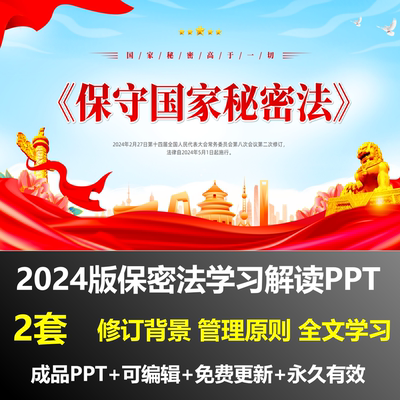 2024版保密法解读学习PPT成品课件修订背景管理原则全文学习