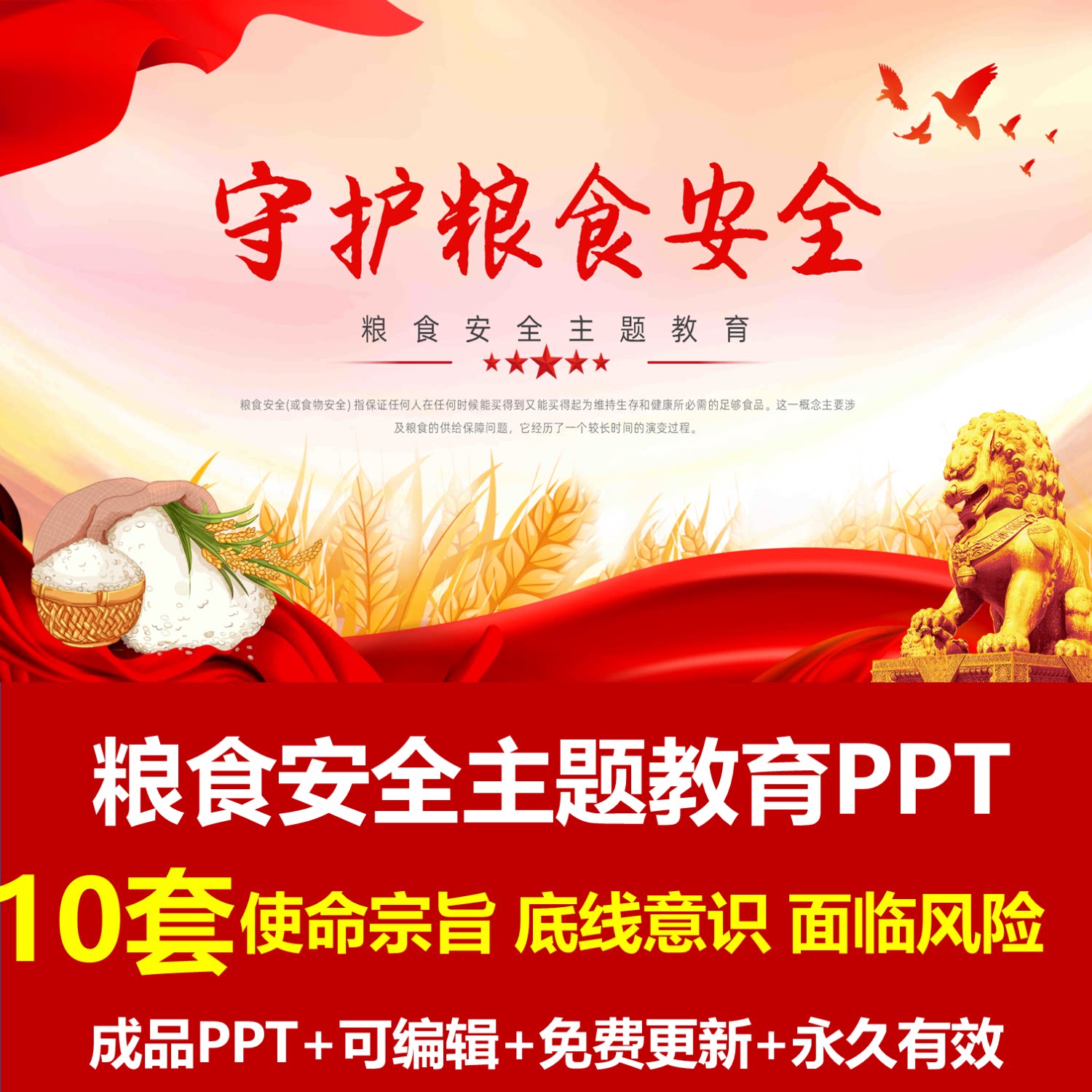 粮食安全主题教育ppt成品课件粮食安全概念发展现状面临的风险ppt