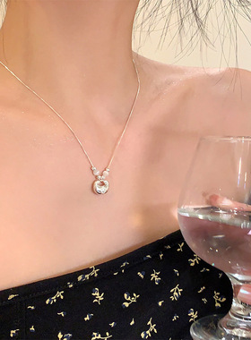 S925纯银蝴蝶结项链女小众设计感
