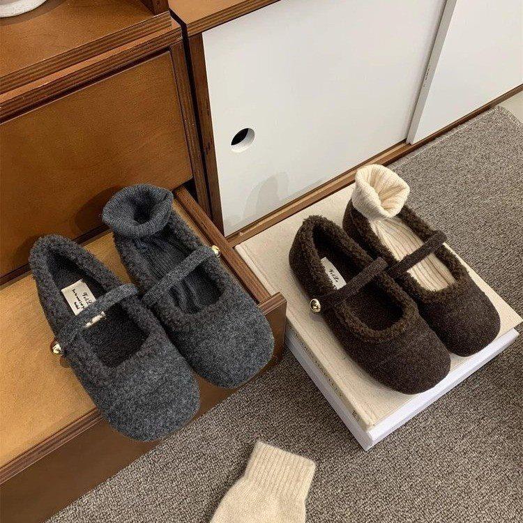 自然卷文艺女鞋毛毛鞋平底玛丽珍法式加绒百搭棉鞋女保暖加绒百搭,女鞋,棉鞋,淘宝优惠券,粉丝福利购,淘宝优惠卷