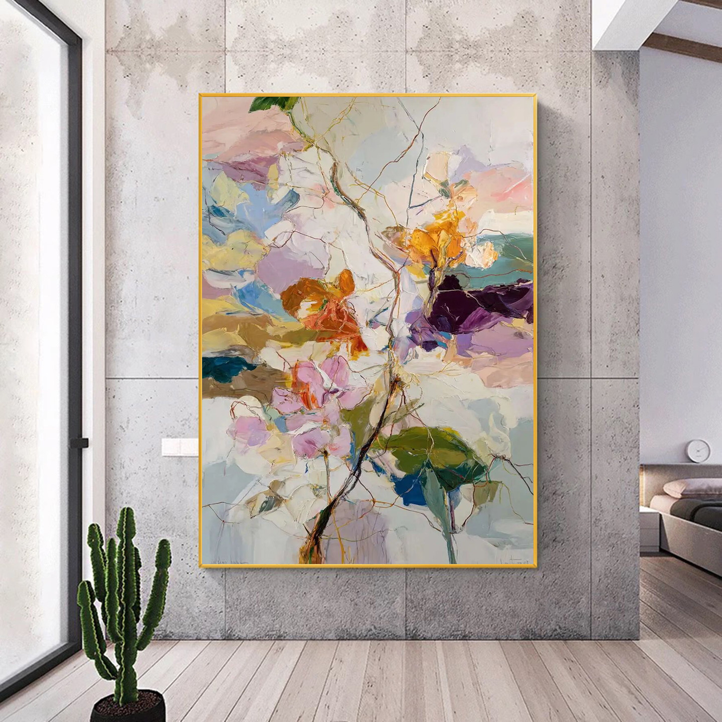可班艺术纯手绘油画抽象花卉画