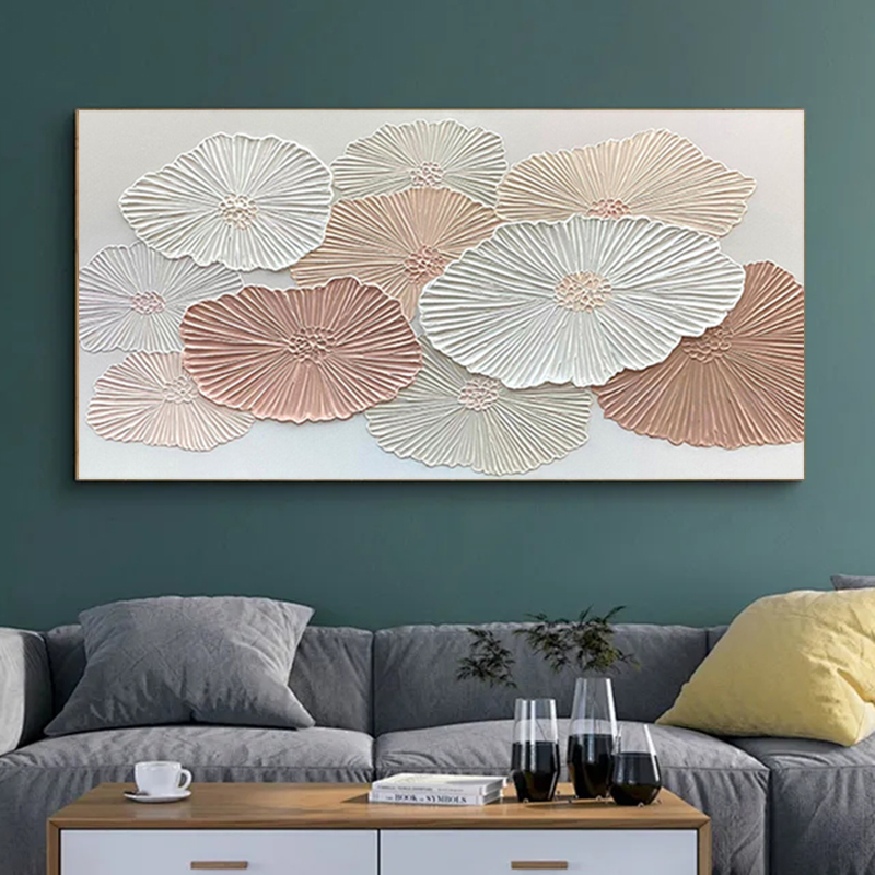 手绘油画花卉立体肌理感抽象手工挂画后现代简约客厅画走廊装饰画图片