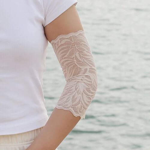 1 Pair women lace elbow arm sleeve thin cover tattoo scar de