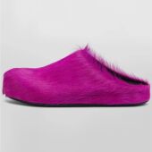 Thic fur Real Italy Mule Leather Women Flats Slippers Runway