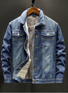 Men winter thicken denim jacket man warmth jeans coat 夹克男