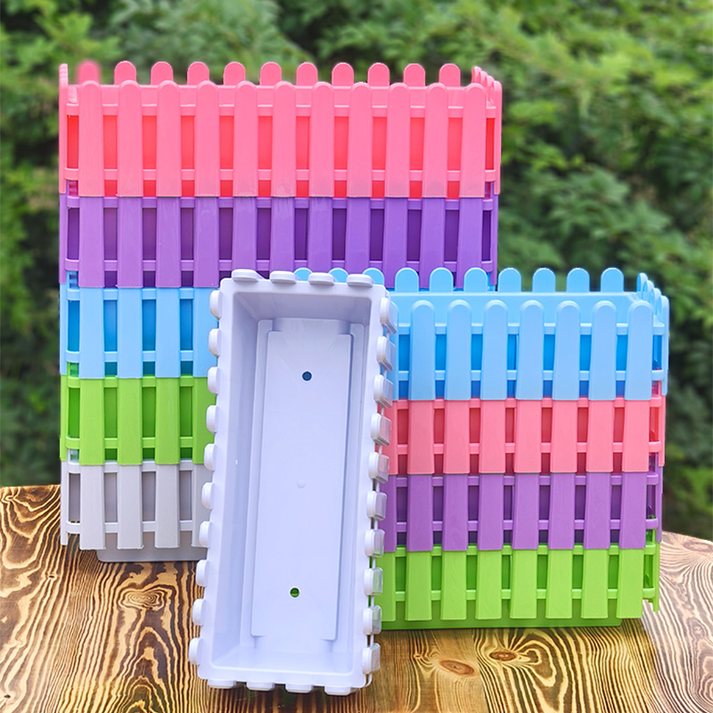 栅栏花盆加厚特大号长方形花槽水土培家用阳台树脂多肉阳台种菜盆