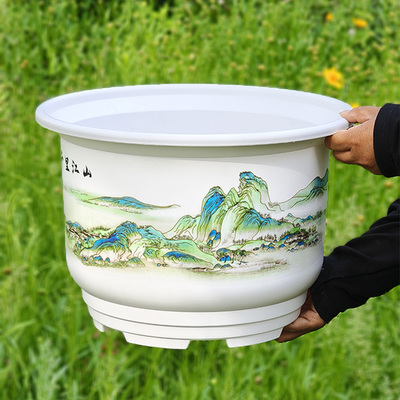 春霖山鸟花盆彷陶瓷加厚大号透气树脂耐晒家用阳台绿植花卉种植盆