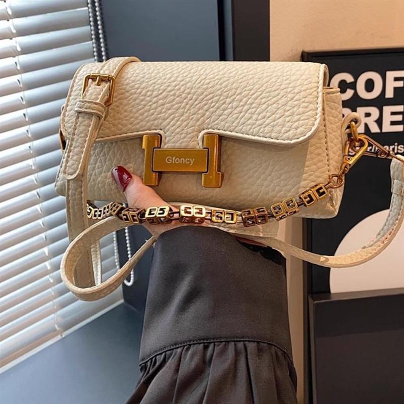 Lee Vsasi链条小包包女2025新款高级感真皮小方包洋气百搭单肩斜