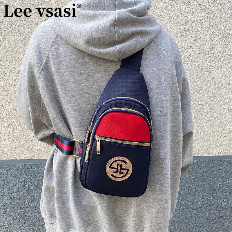 Lee vsasi胸包女式牛津布斜挎小包包轻便时尚百搭帆布斜挂包简约