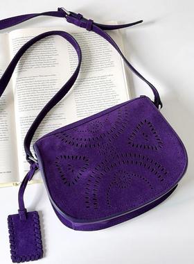 Lee Vsasi2025年爆款轻包包真皮紫色斜挎轻奢小众高级感通勤马鞍