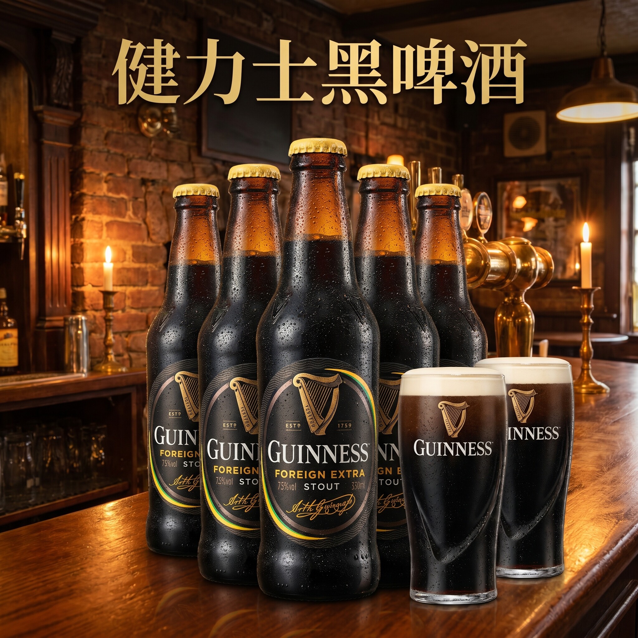 英国爱尔兰原装进口健力士世涛精酿黑啤酒330ml*24瓶整箱批发特惠