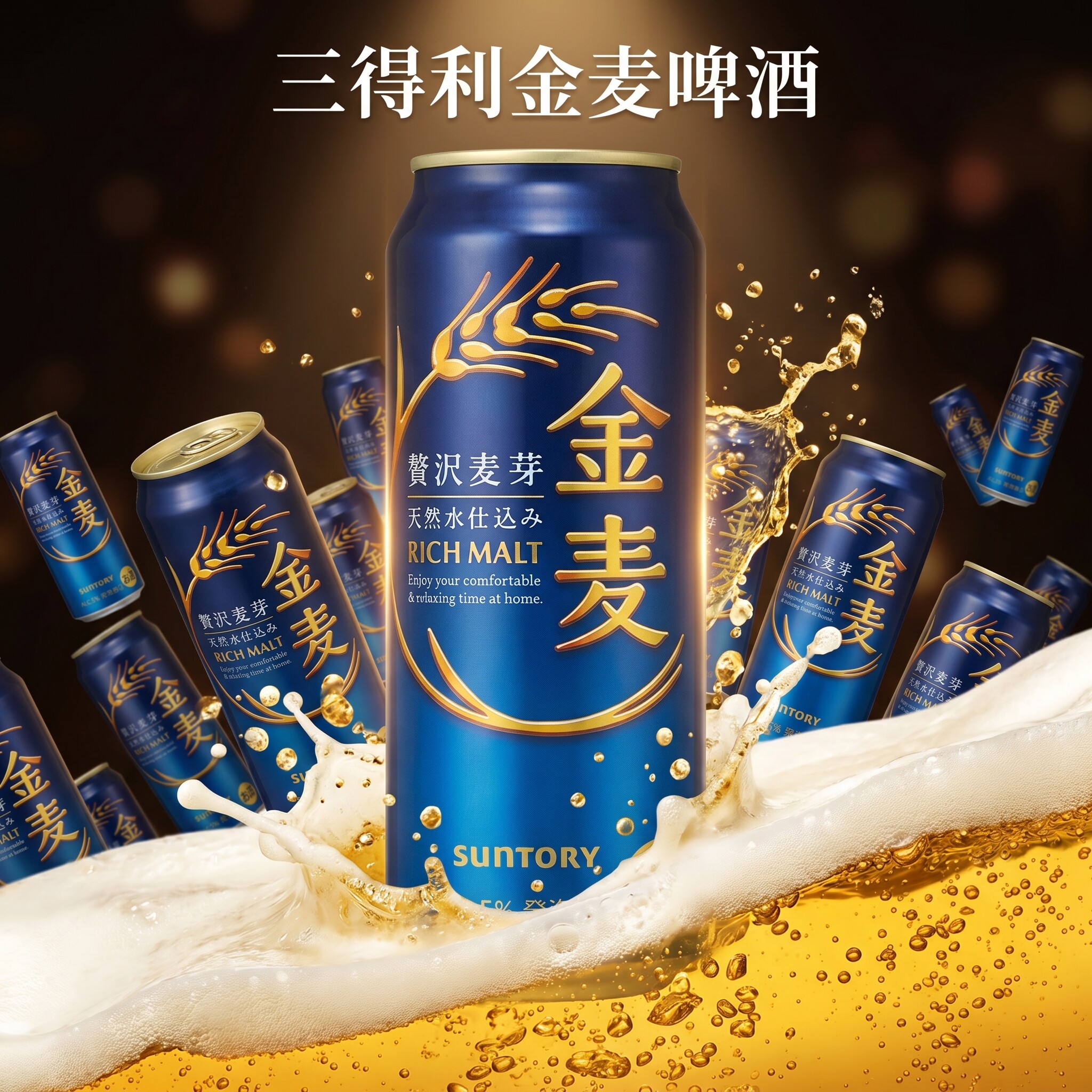 【新日期尝鲜装】日本进口三得利金麦四季款500ml*24罐装小麦啤酒