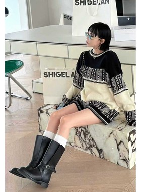 秒发诗歌兰70163温柔简约设计感斜纹圆领休闲毛衣女新款2025秋季