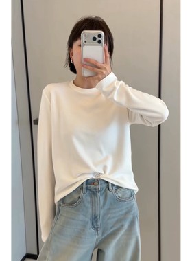 秒发诗歌兰5876休闲运动慵懒圆领长袖打底衫磨毛T恤女25年冬季新