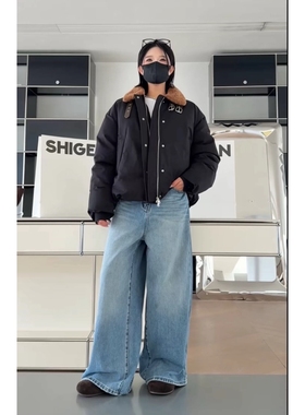 秒发诗歌兰89690巨美简约个性羊羔毛白鸭绒羽绒外套女2025秋冬新