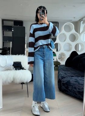 秒发诗歌兰73116时髦简约九分阔腿牛仔裤百搭显瘦女秋季新款2026